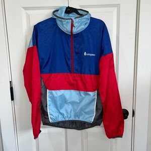 Cotopaxi Teca Windbreaker Hooded 1/2 Zip Blue Red Unisex Womens Medium/Men Small